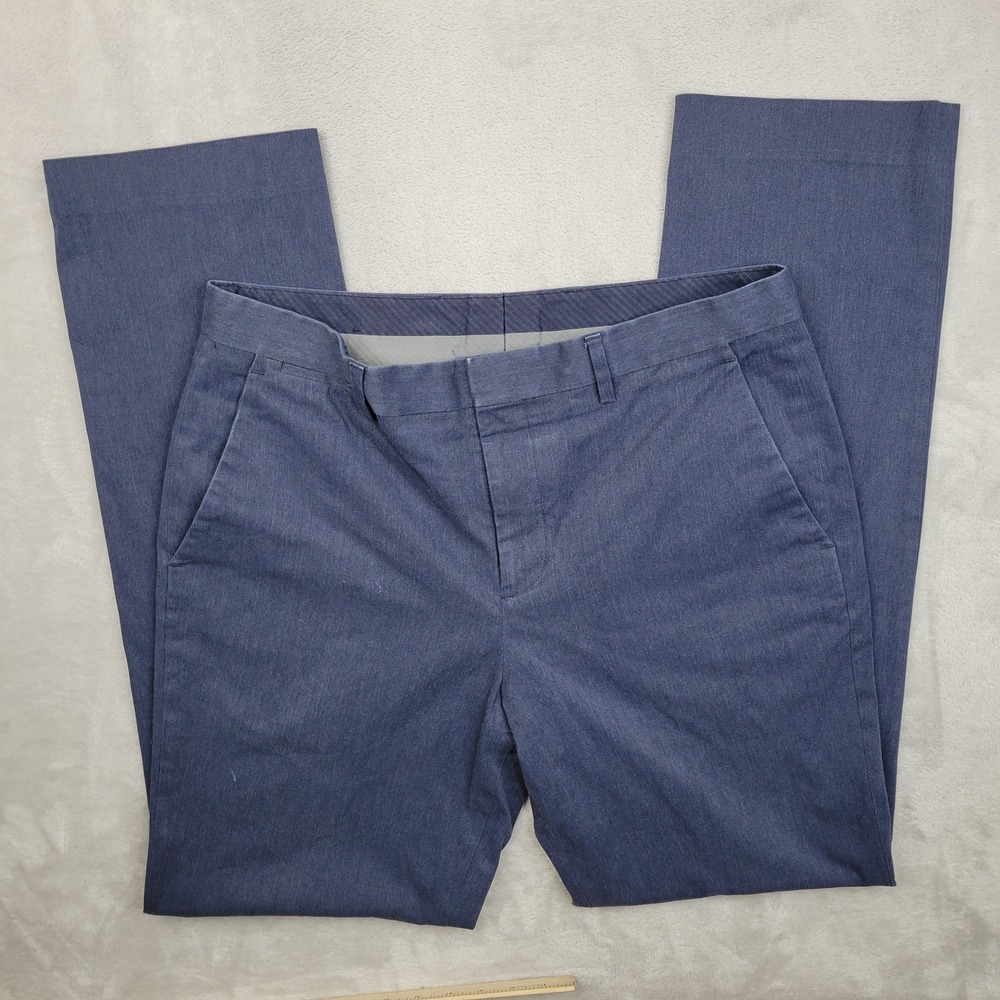 Express Pants Mens 32x34 Blue Producer Slim Fit Dress Slacks Flat‎ Front Office